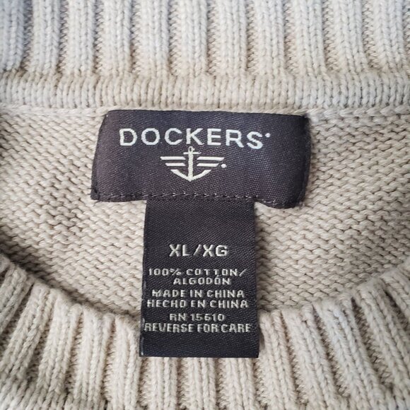 Dockers Argyle Crewneck Sweater Beige Size XL Mens Cotton Preppy Classic Casual - Picture 5 of 6